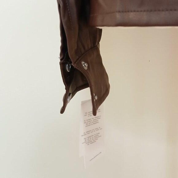 NWT 7 For All Mankind Vegan Faux Leather Puff Sleeve Top Brown Size Small - Picture 5 of 9